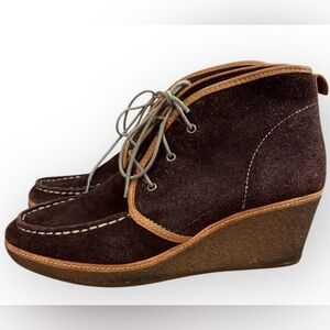 Olukai Wali Wedge Brown Suede Booties | Coastal‎ Cowgirl Boho Chic Ankle Boots 8
